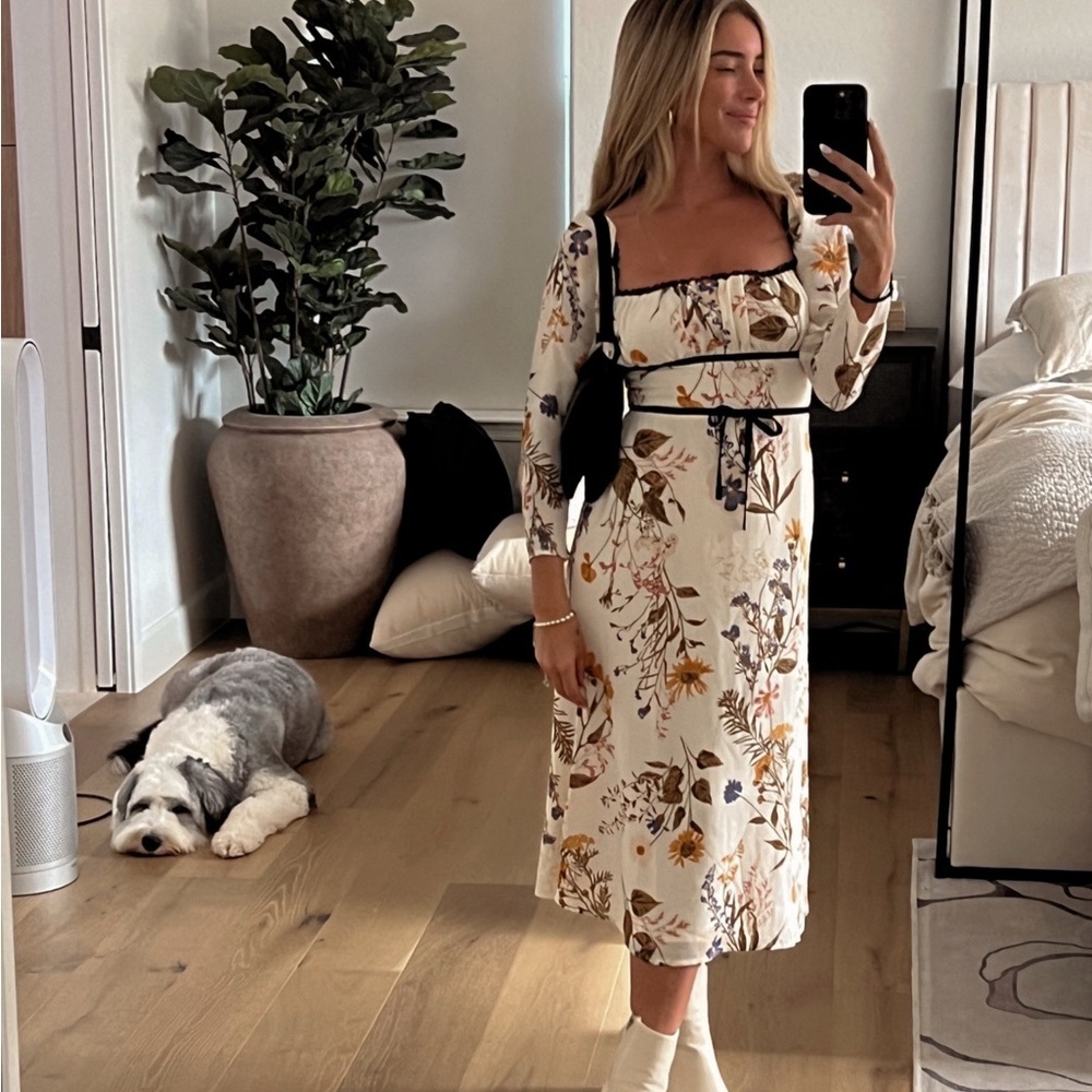 REFORMATION Pennie Floral Midi Dress 8